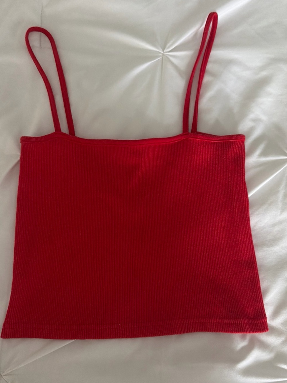 Brandy Melville Red Ribbed Double-Strap Camisole